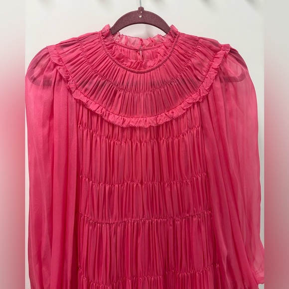Ulla Johnson Emmeline Fuchsia Pink Silk Dress Size 0 - Picture 7 of 14